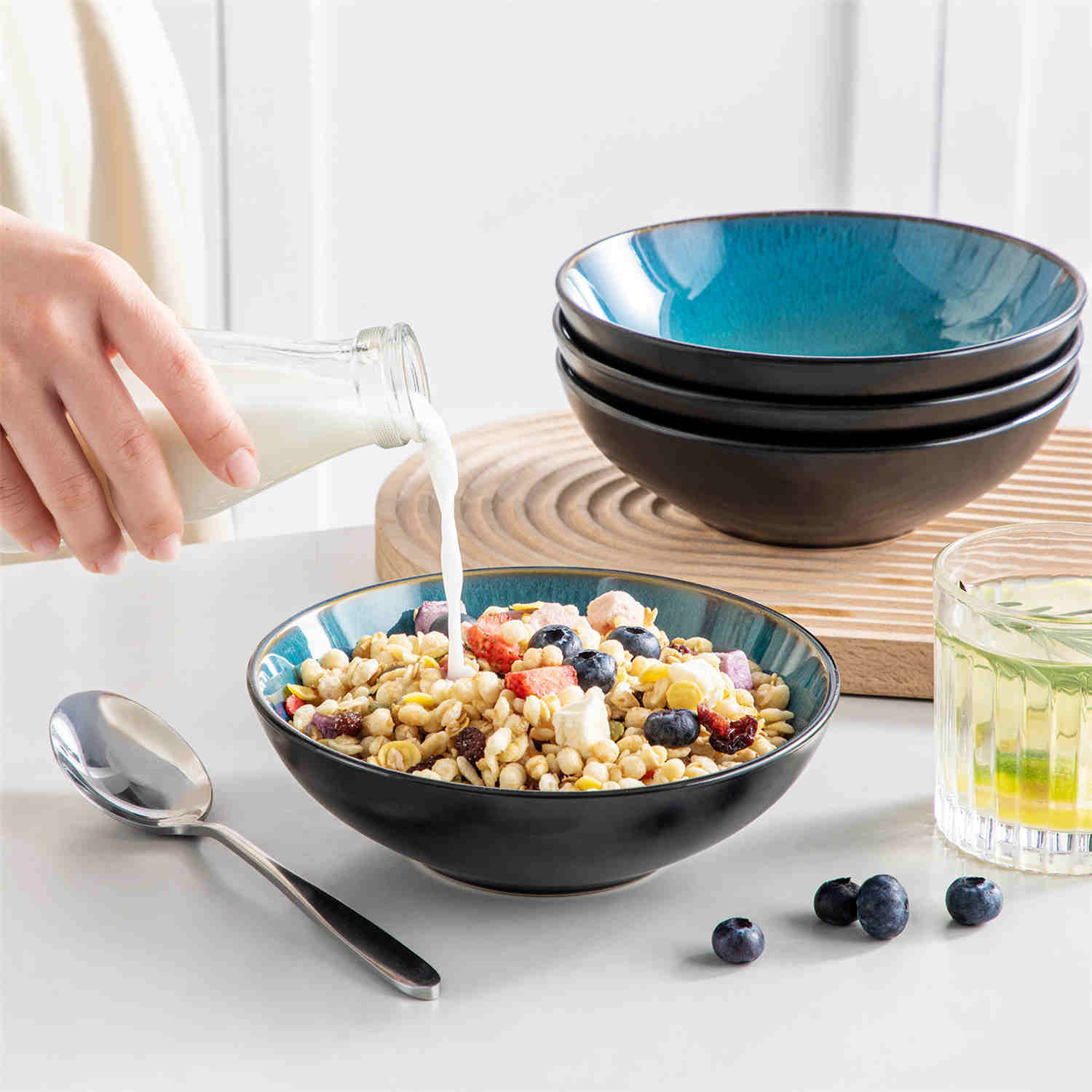 Aazon.co: Vancasso Pasta Bowls, Ceraic Salad Bowls Of 4, 34 Oz Large Wide Serving Bowls For
