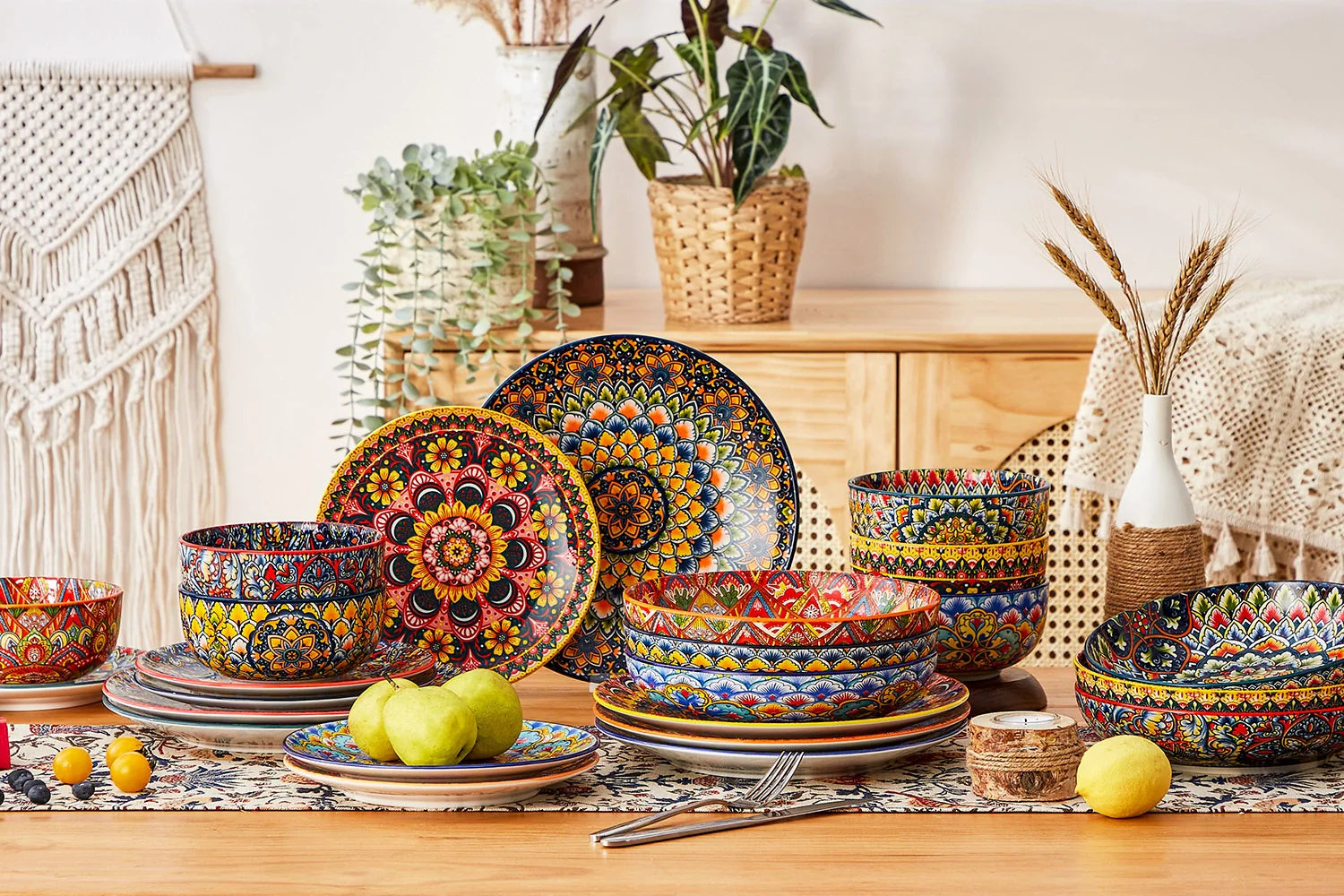 Lumi Collection Bohemian Dinnerware Sets | Colorful Tableware