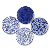 Selene salad plates set of 4 styled with food cutlery and placemats on rustic wooden dining table