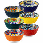 Boho Chic Simi Porcelain Bowls Set of 6 with Vibrant Pattern-vancasso