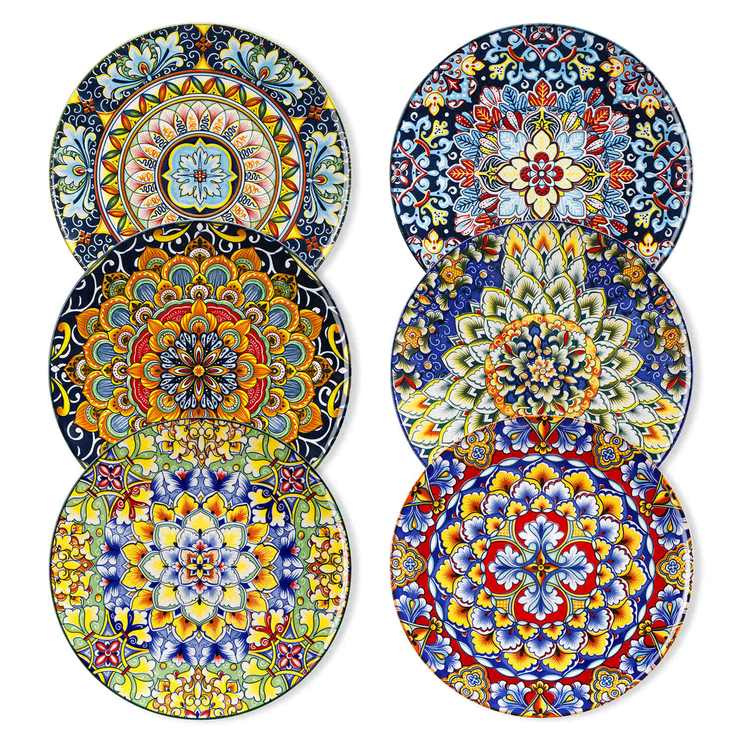 Boho Porzellan Salatteller Set mit 6