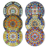 Boho Chic Simi Porcelain Salad Plates Set of 6 with Vibrant Pattern-vancasso