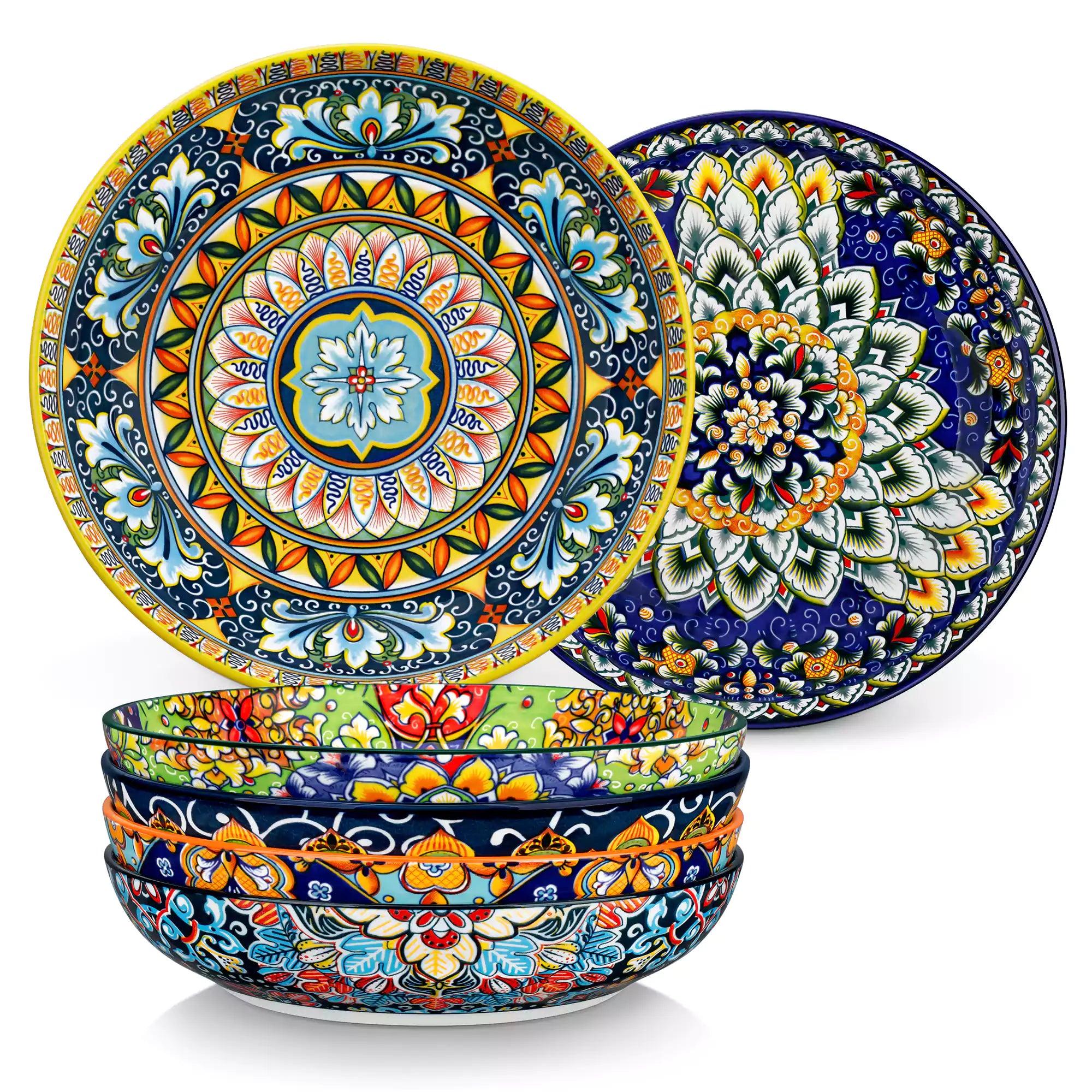 Boho Chic Porzellan Pasta-Schalen Set von 6