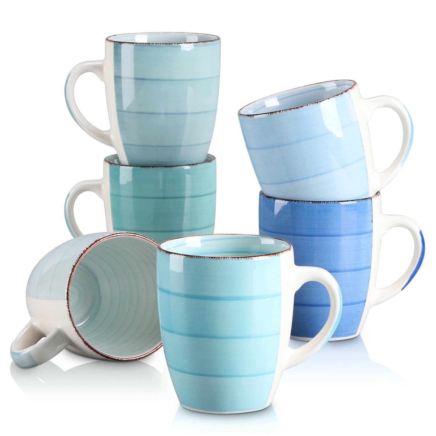 vancasso Bonita 12 Oz Coffee Mugs Set of 6, Ceramic Coffee Cups for  Cappuccino, Latte, Tea, Cocoa, Cool Color