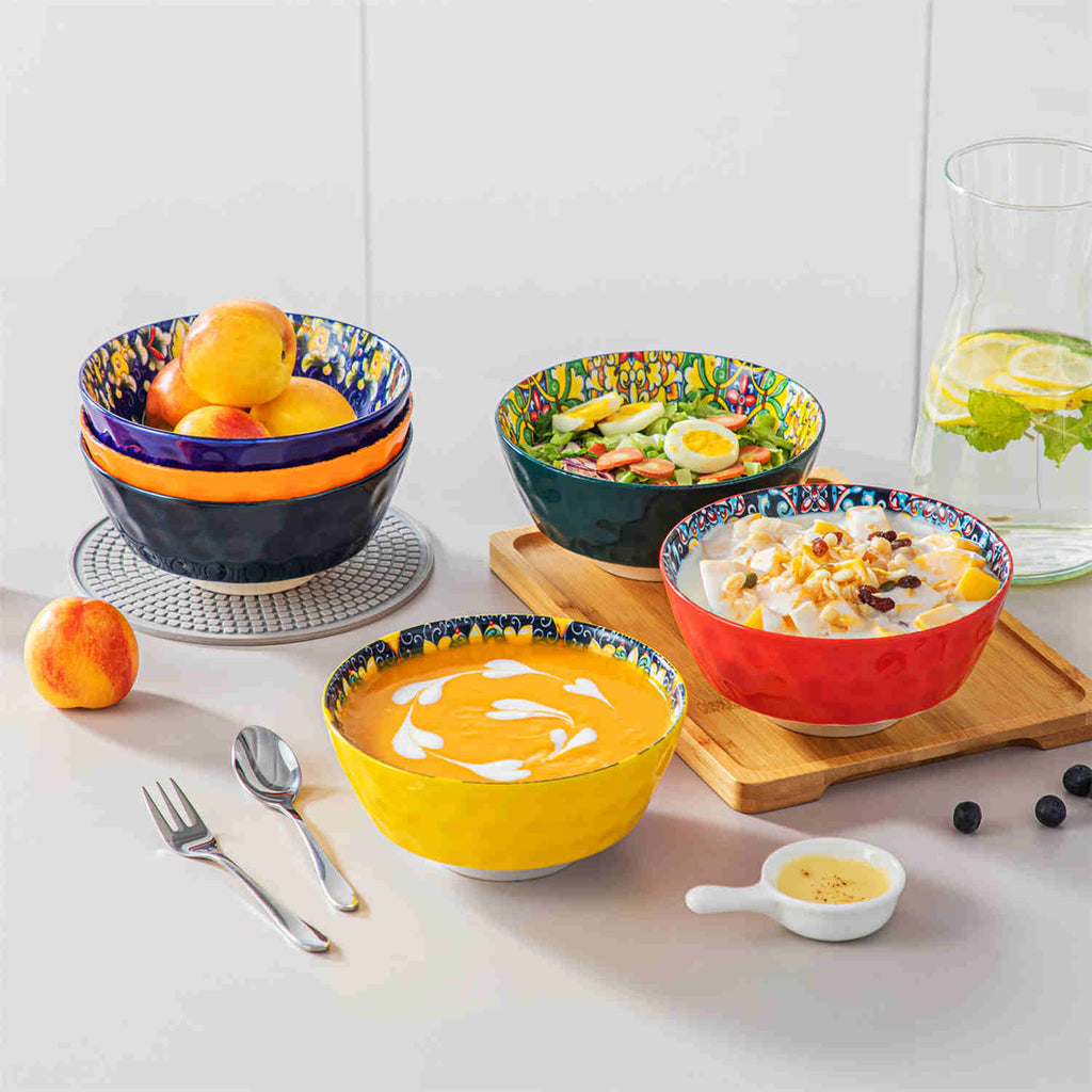 City To Cottage Bol Creux à Soupe Céréales Salade - Céramique Rouge à Pois Blancs Faite Main 18,5cm 400ml