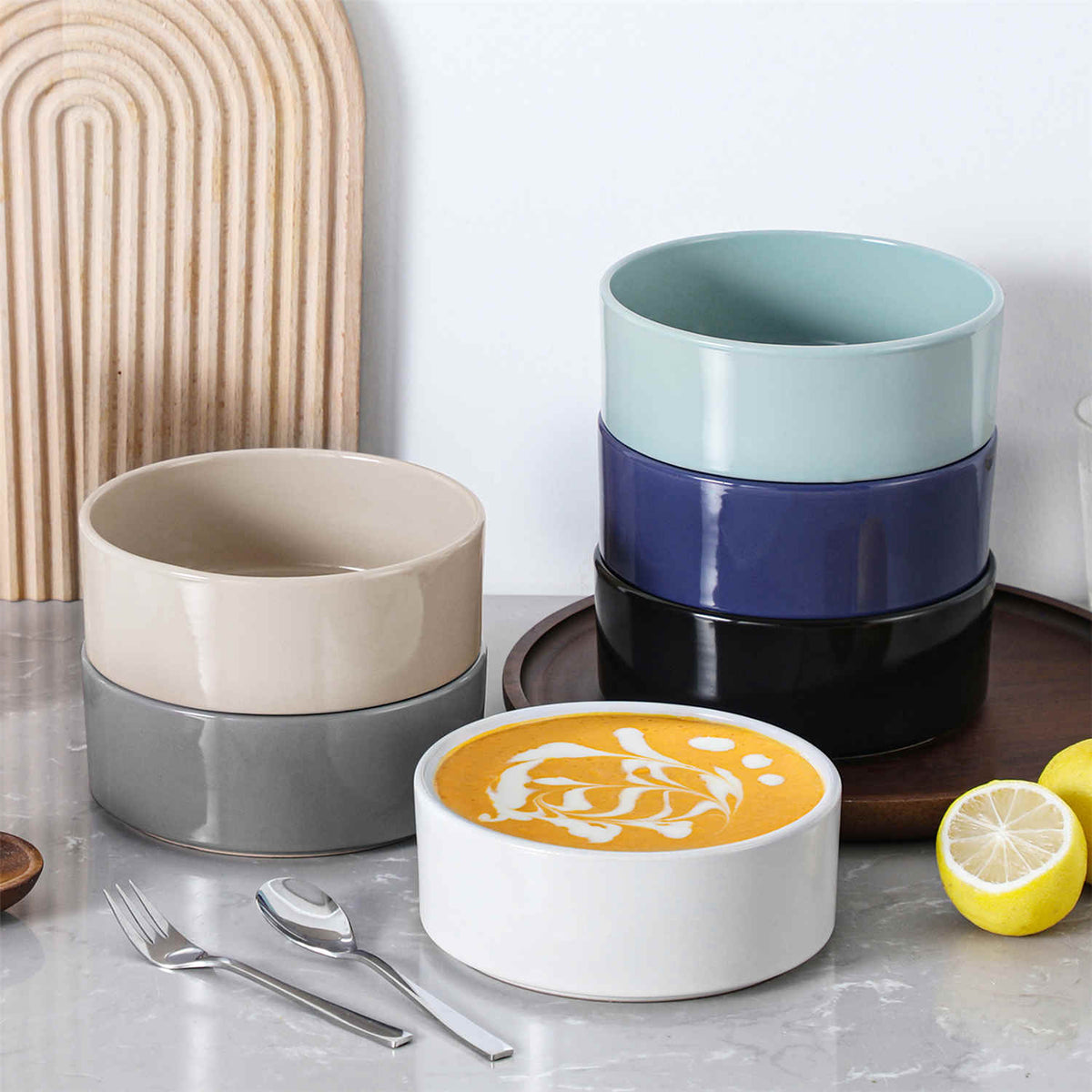 vancasso Venus Modern Glossy Cereal Bowls Set of 6 in Multicolor