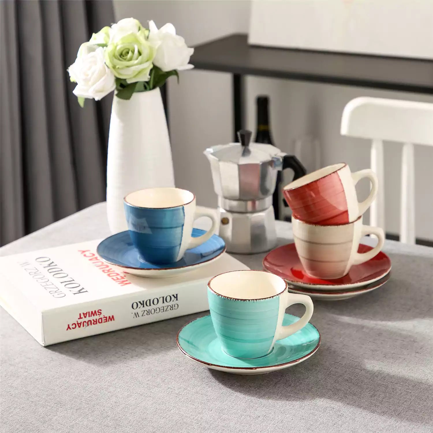 Excelsa Set 6 Tazzine Caffè Con Piattini Abbraccio Ceramica 10 Cl Multicolore 95005614 Excelsa Set 6 Tazzine Caffè Con Piattini Abbraccio Ceramica 10 Cl Multicolore 95005614