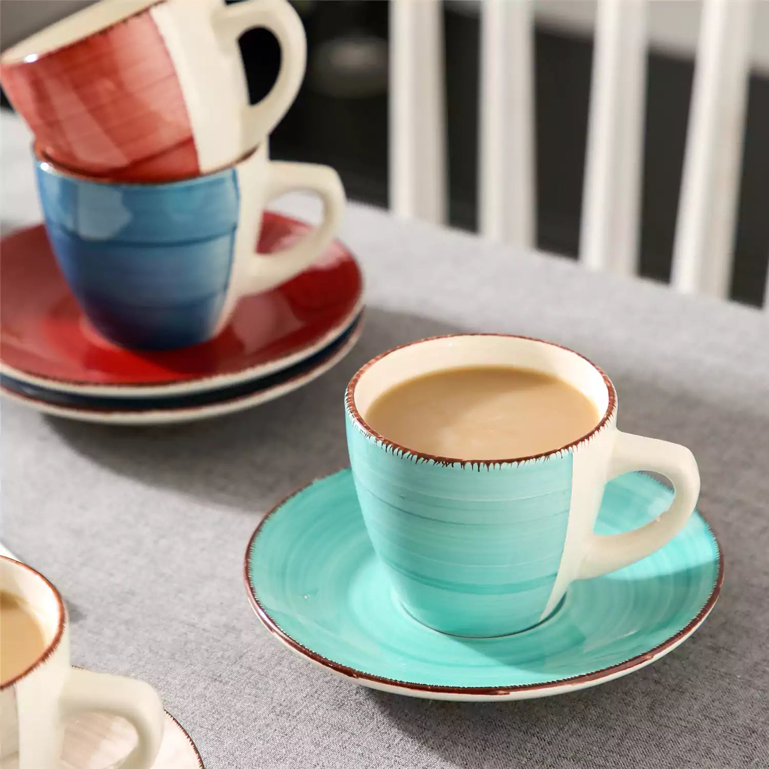 Set 6 Tazzine Tazze Caffe' in Ceramica Time For Coffee senza Piattini 90 ml Set 6 Tazzine Tazze Caffe' in Ceramica Time For Coffee senza Piattini 90 ml