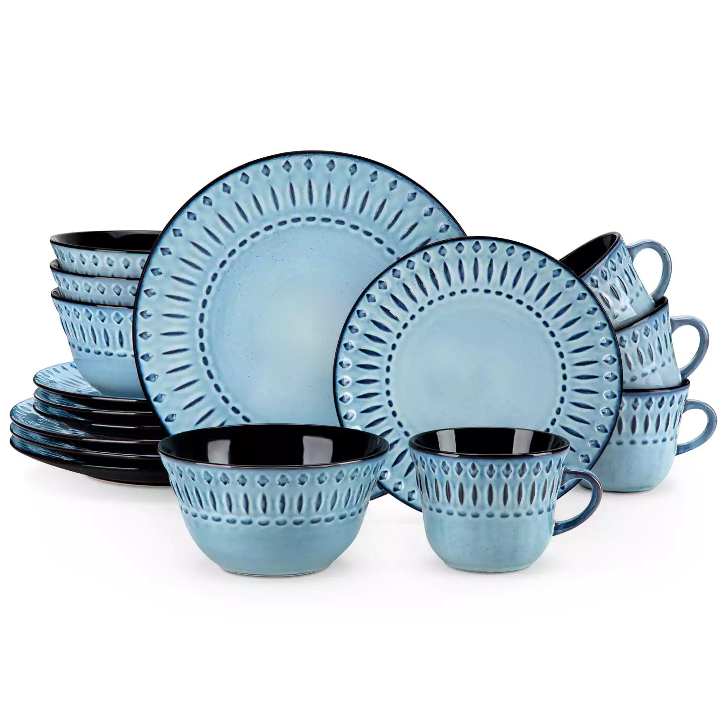 Reactive Glaze Dinnerware | 16-Piece Set | Durable Stoneware