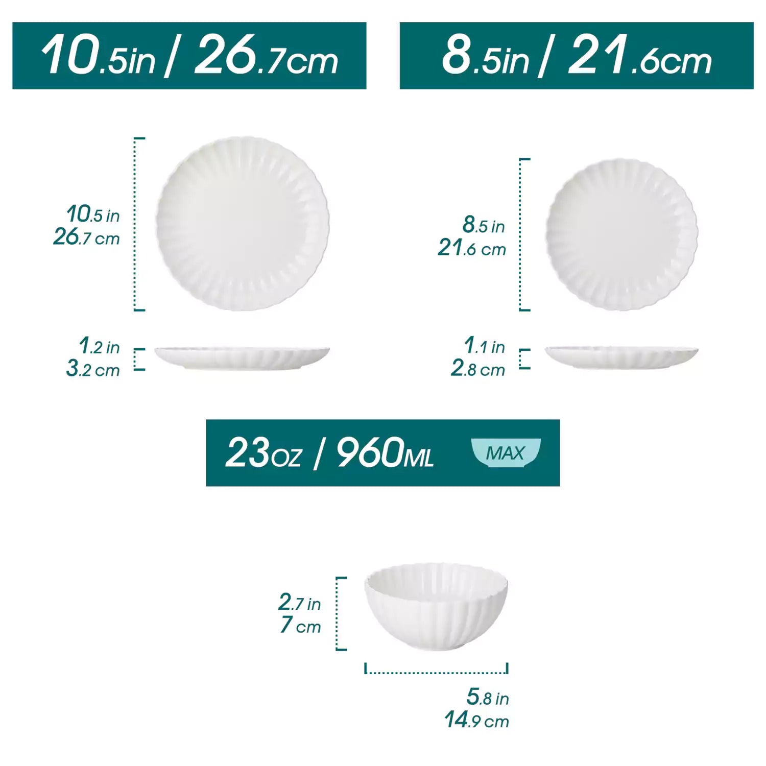 Adonis 18 piece white porcelain dinnerware set styled with food and glassware on a modern dining table