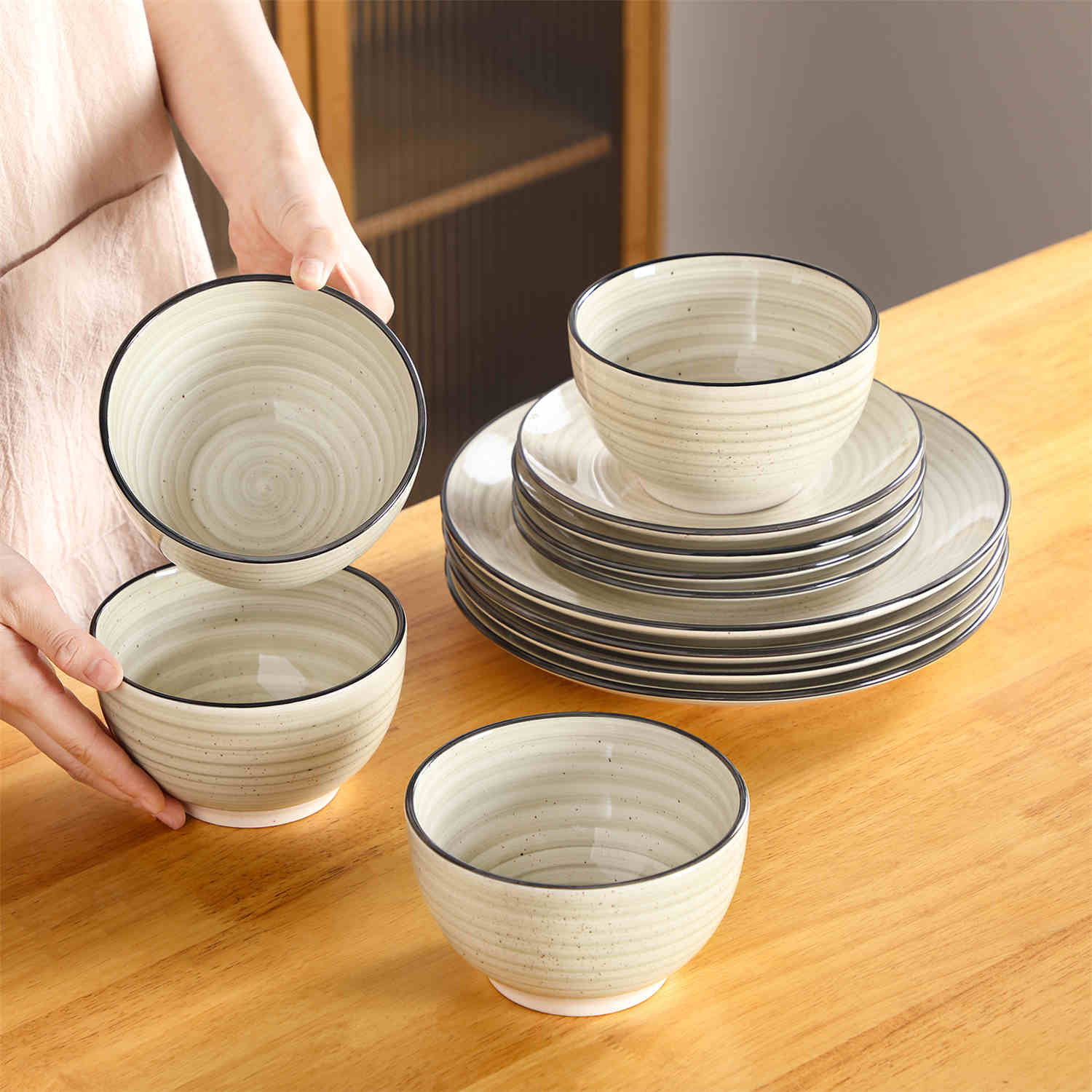 12-Piece Dinnerware Set | Dual-Sided Stoneware