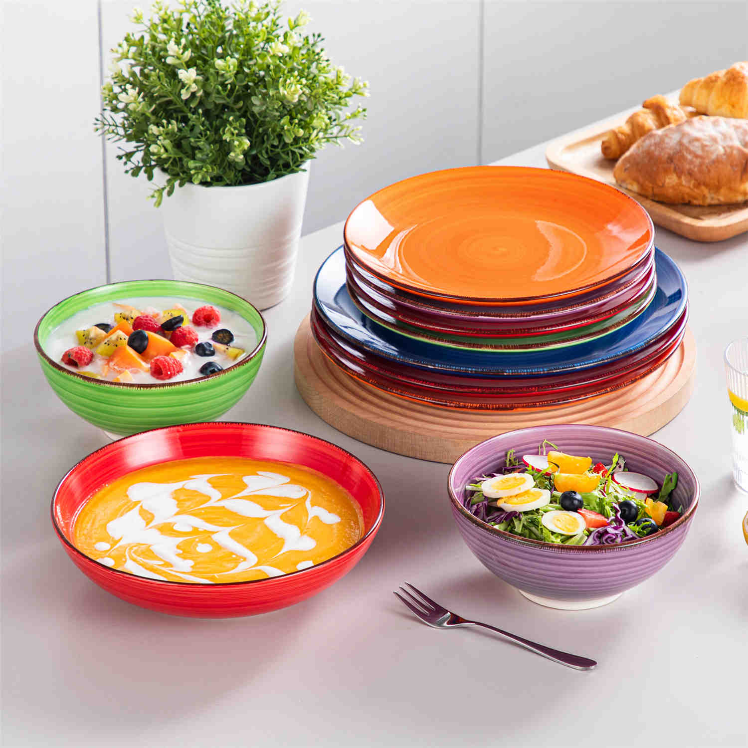 vancasso Bonita Muticolour Dinner Set- 36 Pieces Stoneware Dinnerware Set for 12 vancasso Bonita Muticolour Dinner Set- 36 Pieces Stoneware Dinnerware Set for 12