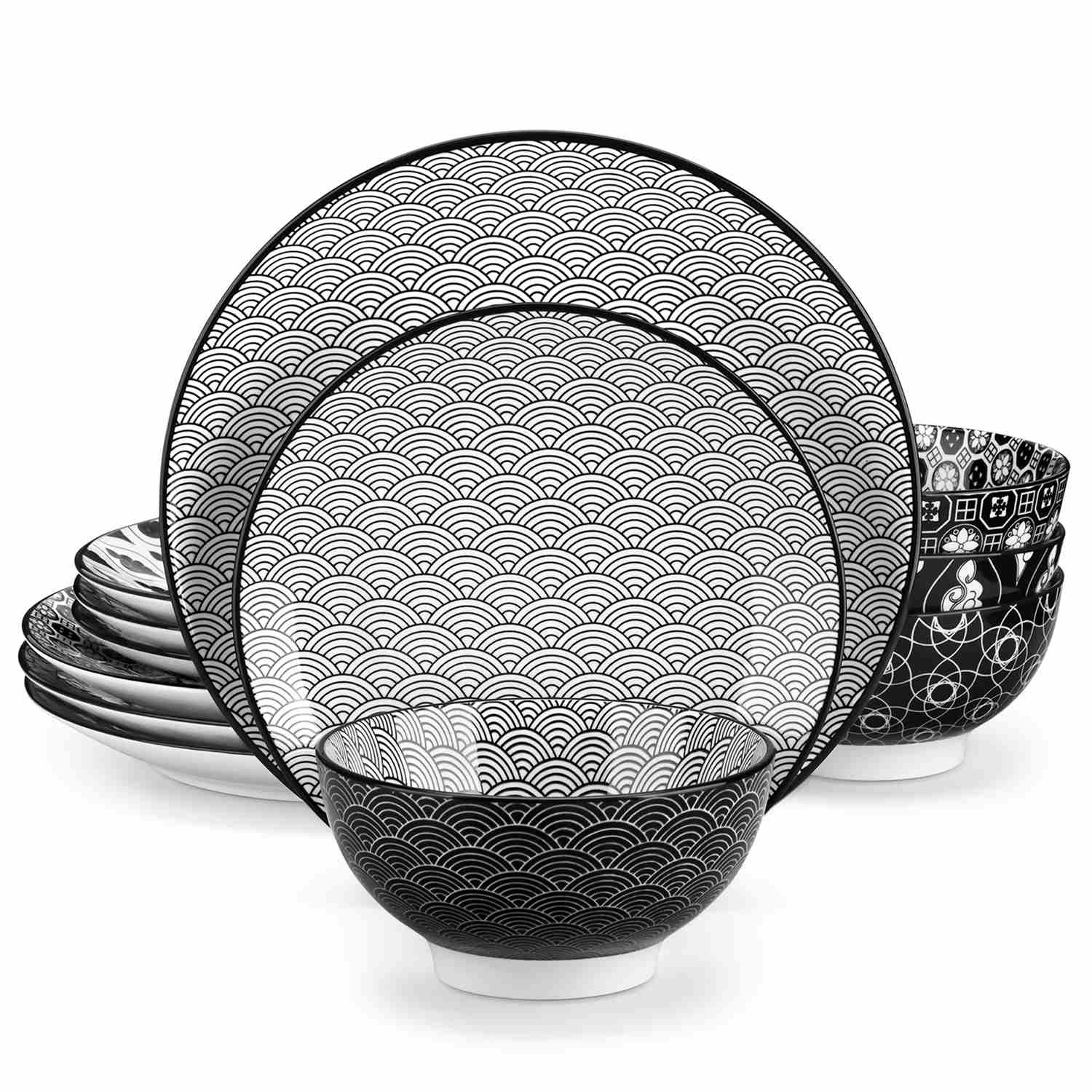 Japanese Tableware Wave Pattern Japanese Style Dinnerware | Haruka Collection