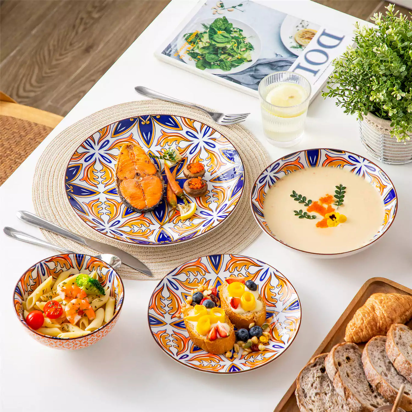 Vancasso Jasmin: Bohemian Porcelain Dinnerware, Vibrant Floral Designs