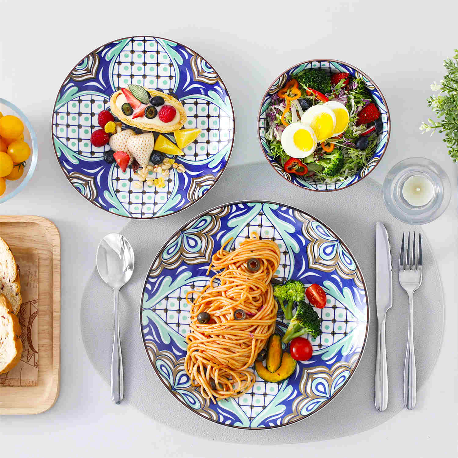 Dinnerware Pattern Line Designs Porcelain Dinnerware Set | Colorful Jasmine Patterns