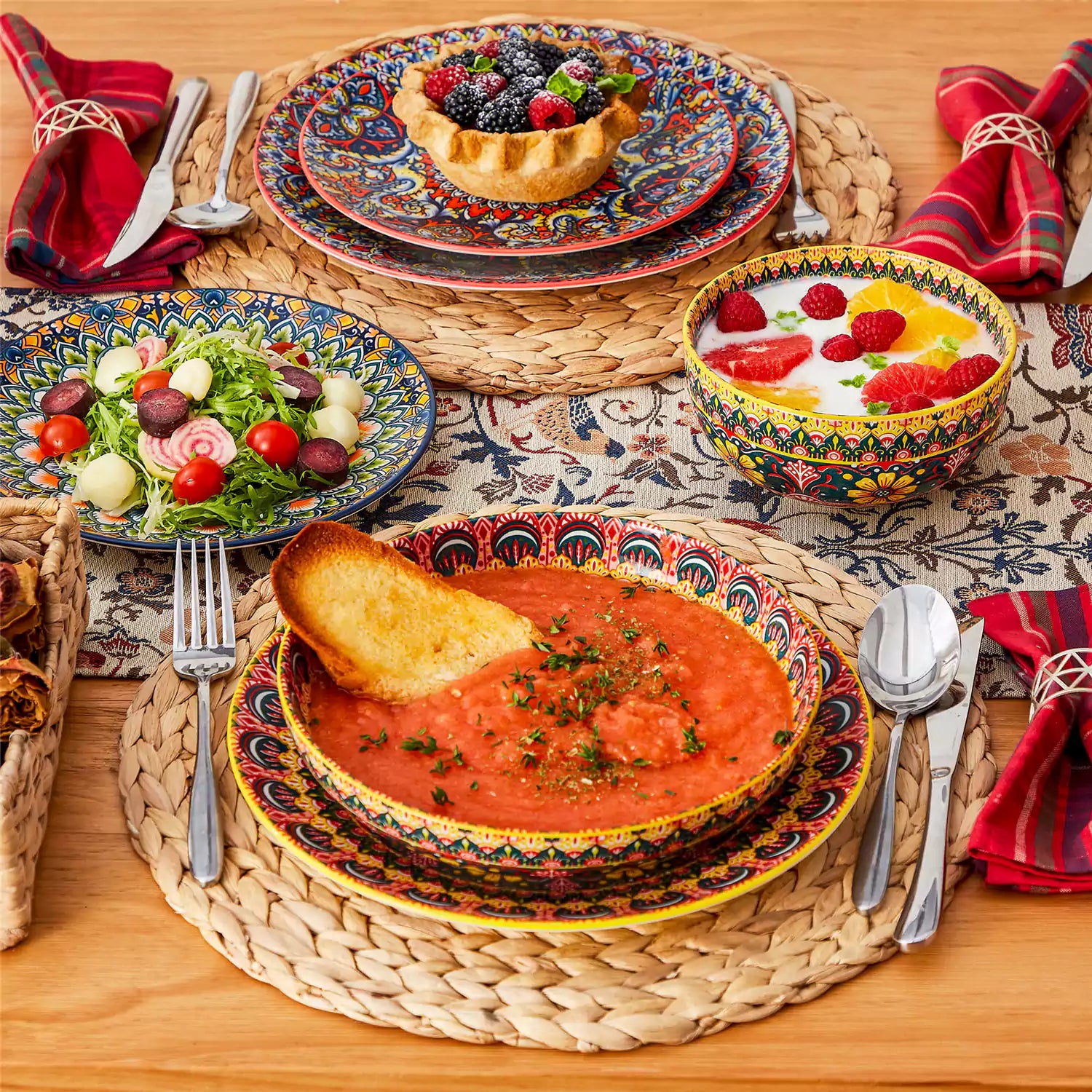 Table Set For Tableware Lumi 24-Piece Bohemian Dinnerware Set | Service for 6