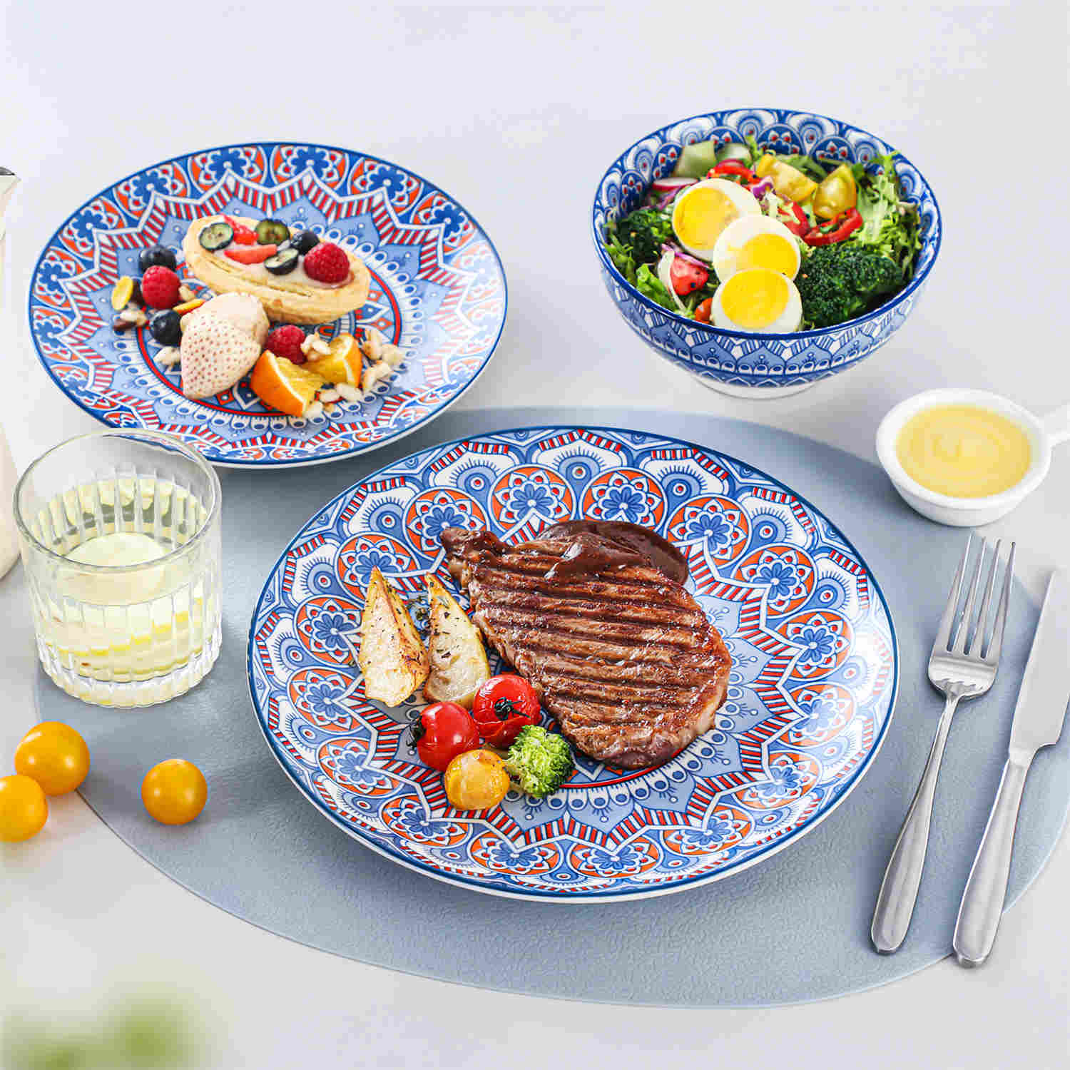 12-Piece Mandala Set | Vibrant Boho Tableware