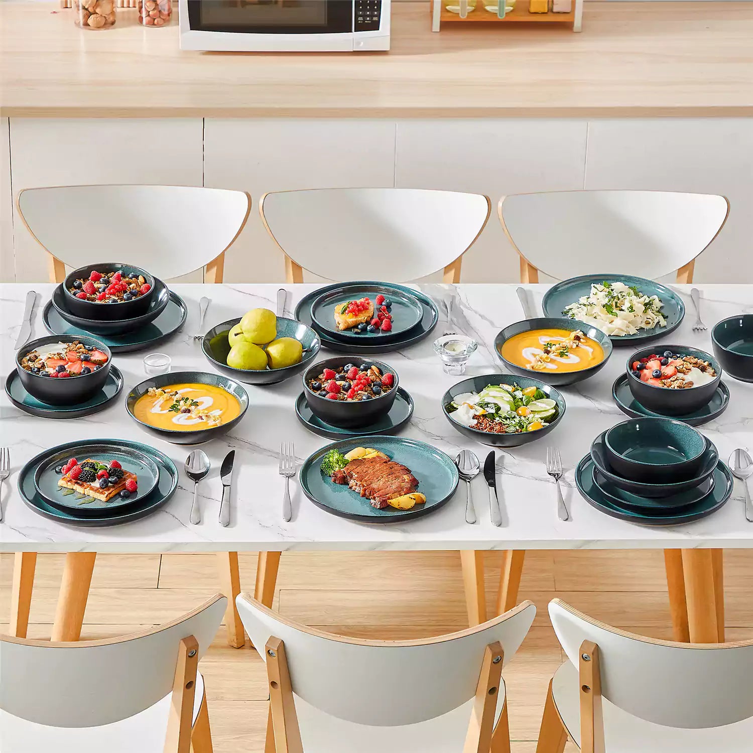 Platos Hondos Vancasso Serie Bonita Juego De Vajilla Completo 18