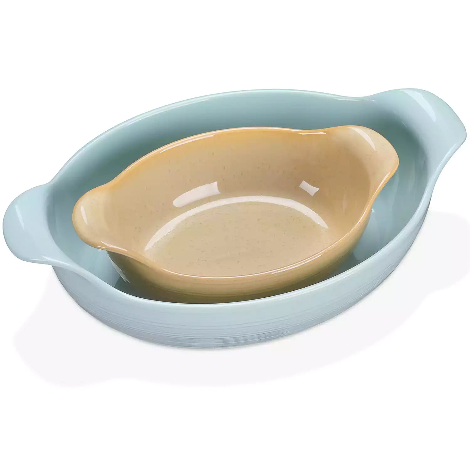 Vancasso Serie Glimmer - Set 6 Mini Teglie Da Forno In Porcellana Blu - Ramequin Rotondi Da 280ml Per Soufflé, Dessert, Salse
