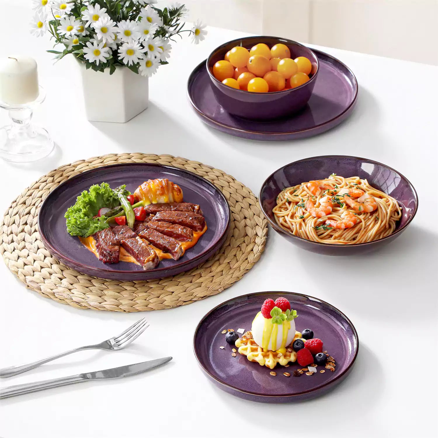 Sata 16-Piece Dinnerware Set | Stoneware Service for 4