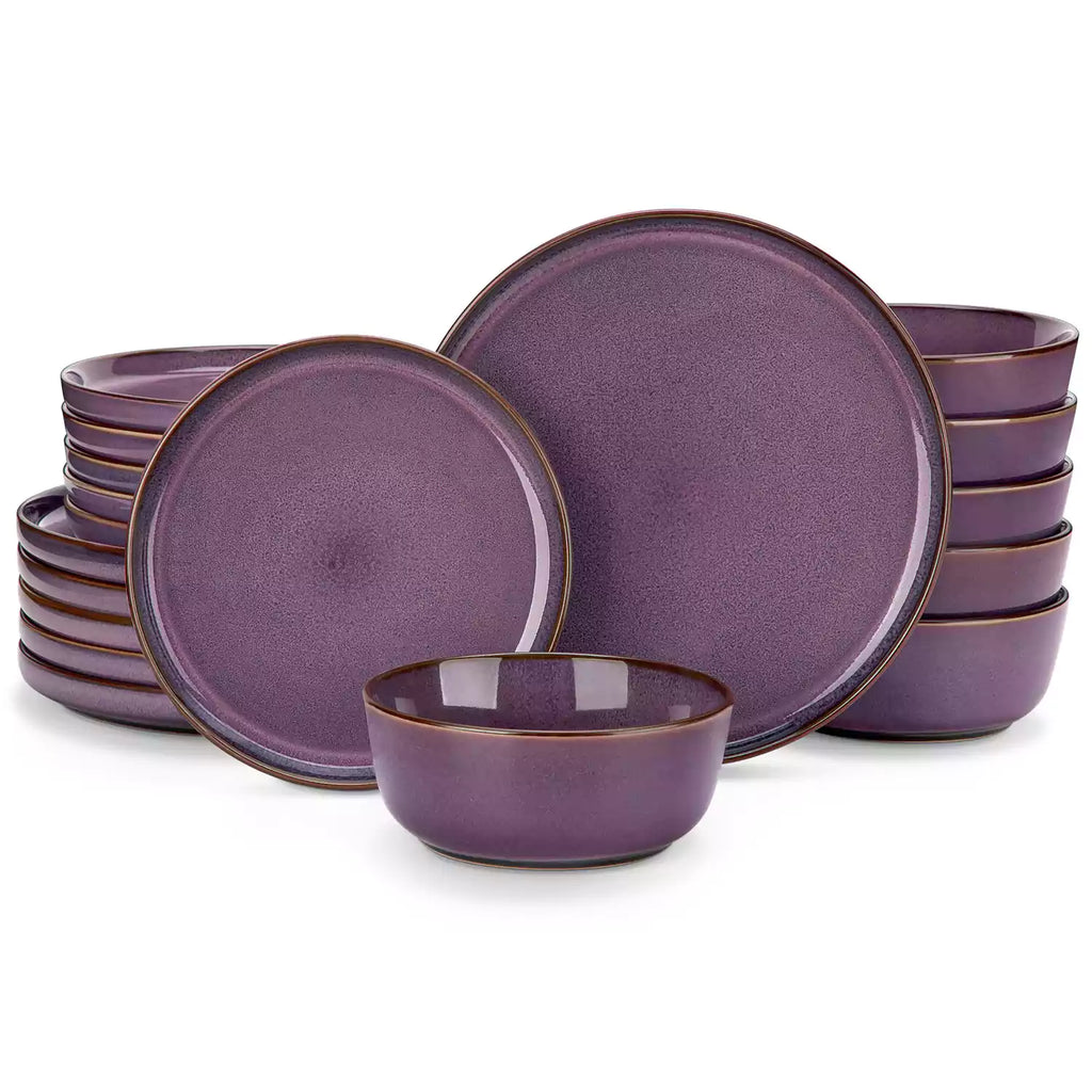 マルリ MARURI PURPLE TABLE 10枚 大皿 丸皿 31センチ Sata 18-Piece Dinnerware Set | Stoneware Service for 6 | Farmhouse