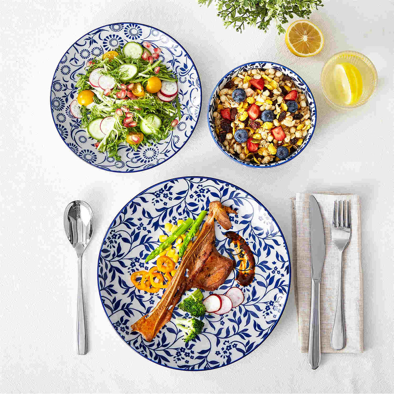 Modern Pattern Tableware Asian-Inspired Porcelain Tableware Set | Multiple Colors & Multiple ...