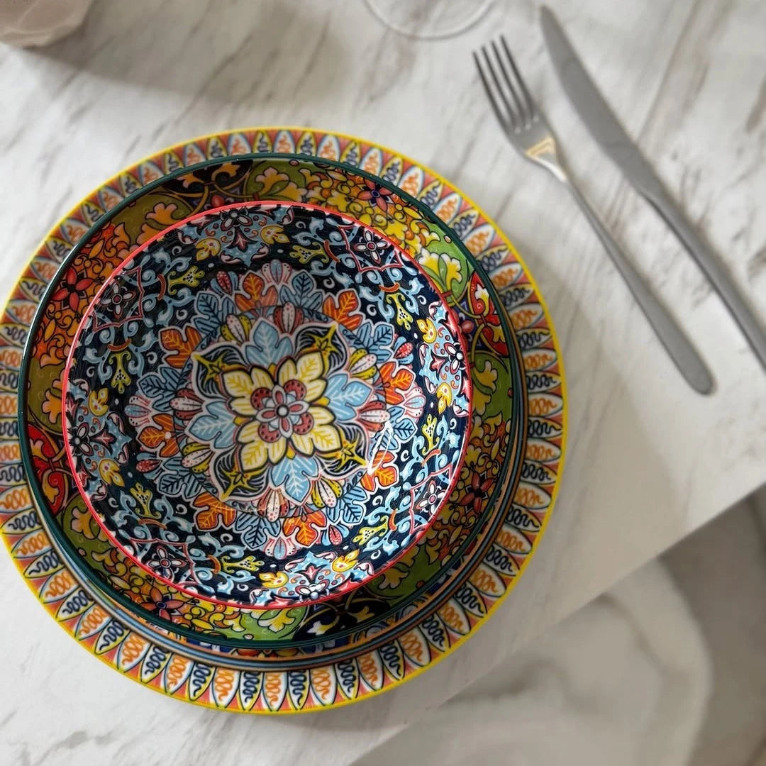 Simi 24-Piece Dinnerware Set | Porcelain Boho Plates and Bowls Simi 24-Piece Dinnerware Set | Porcelain Boho Plates and Bowls