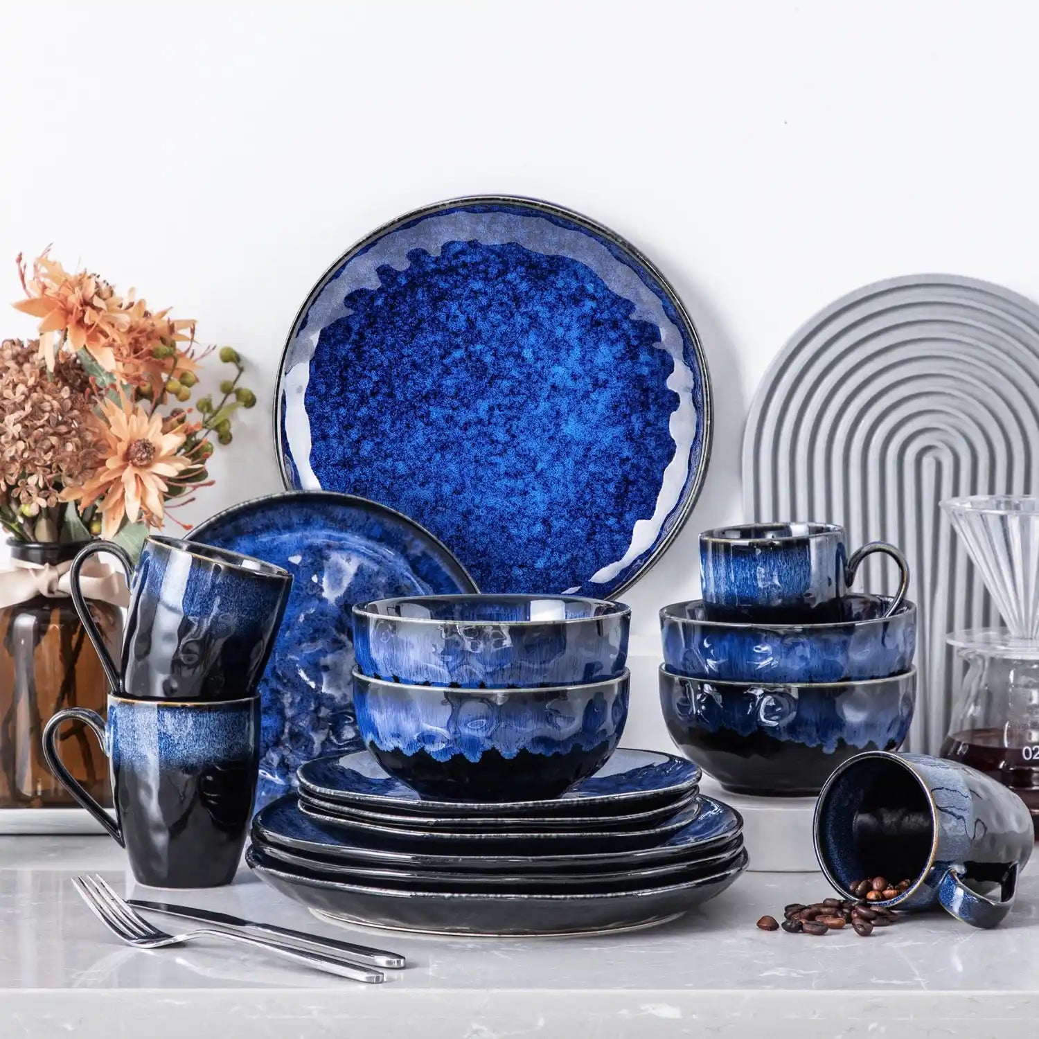 Starry 16 Piece Dinnerware Set Blue