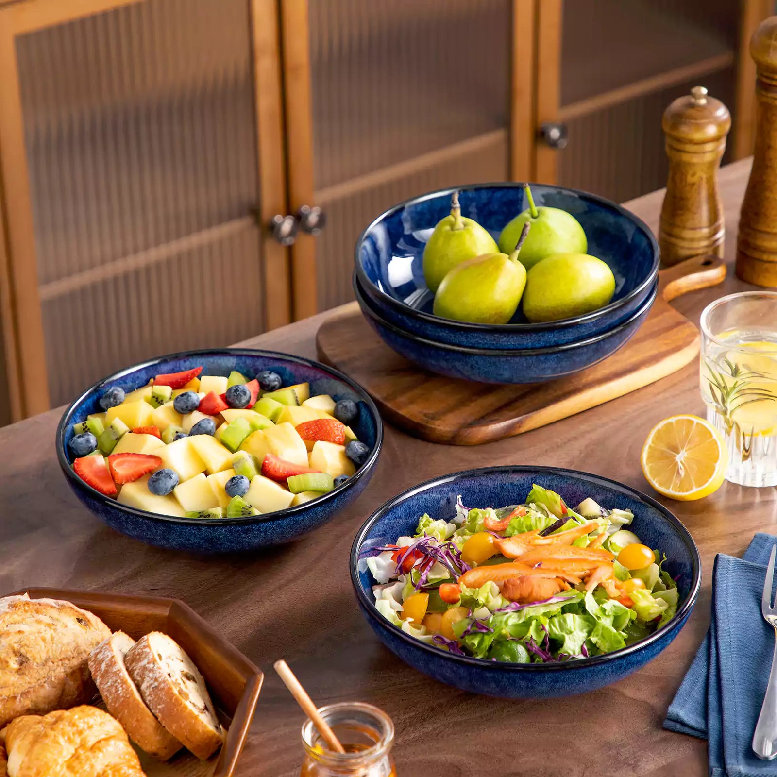 Stern Pastaschüsseln 4er-Set – Handgefertigtes Steingut, einzigartige Glasur