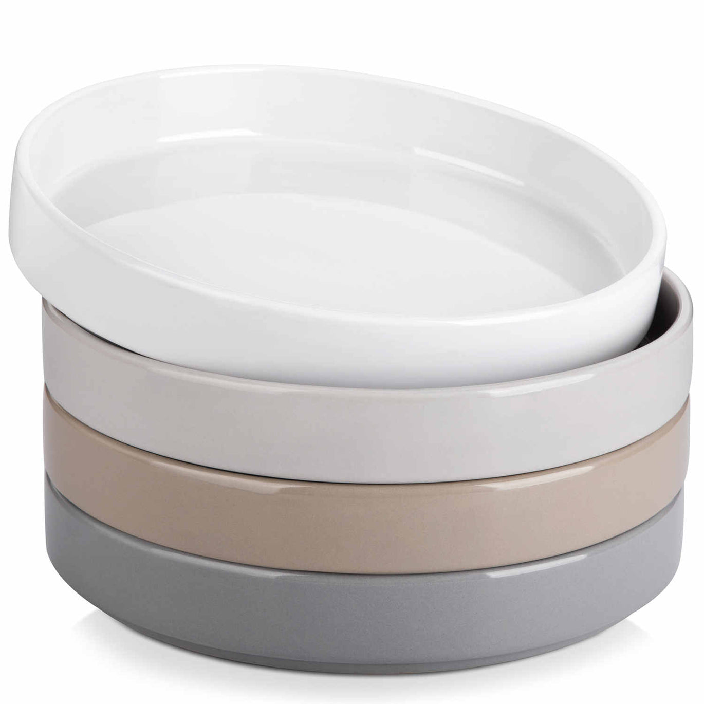 Set de 12 Pièces de Vaisselle en Grès Fait Main Finition Émail Blanc