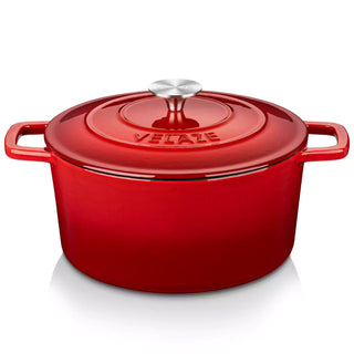 Velaze 6QT Enameled Cast Iron Round Dutch Oven with Lid