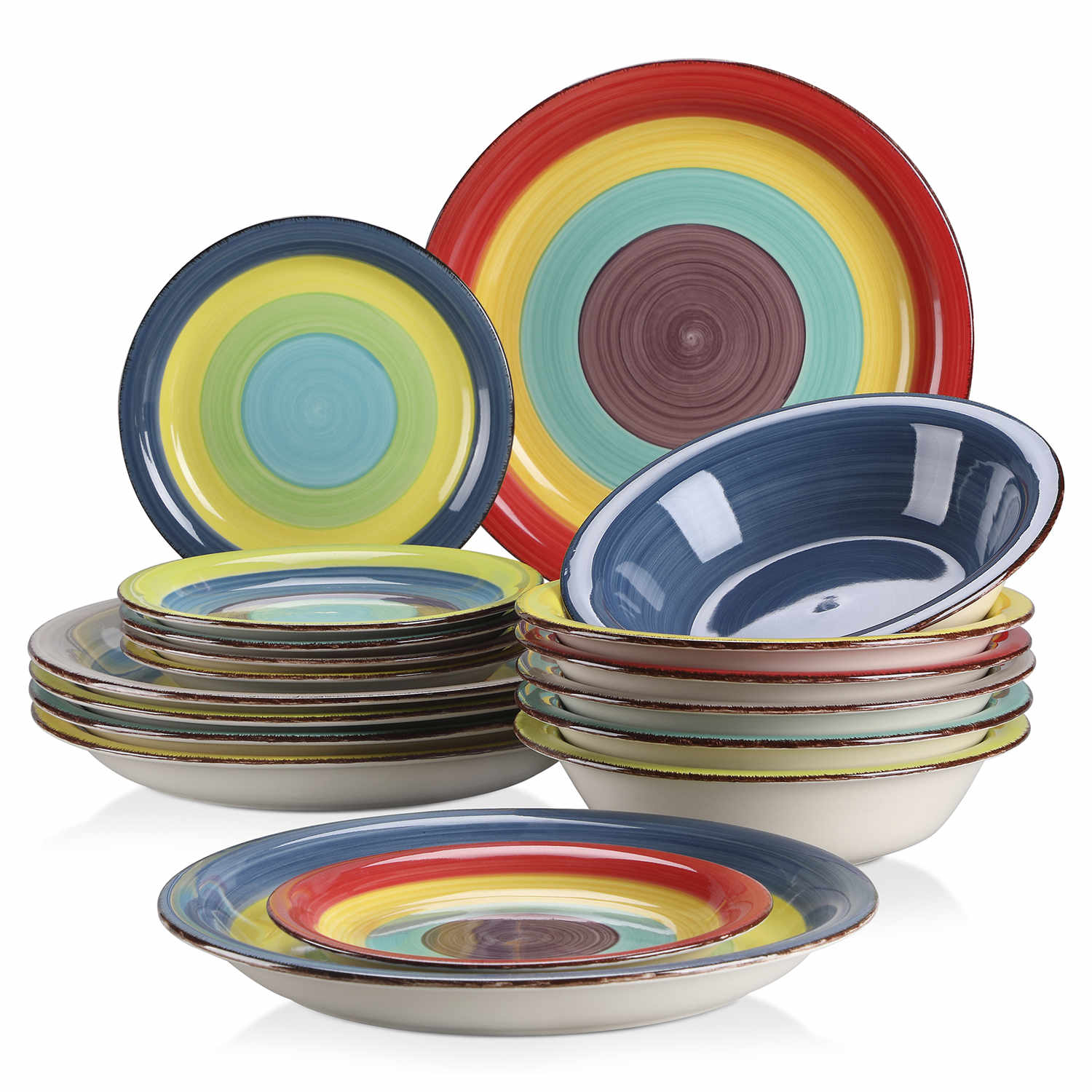 Stackable Dinnerware Sphere Glossy Spiral Dinnerware | 18-Piece Set