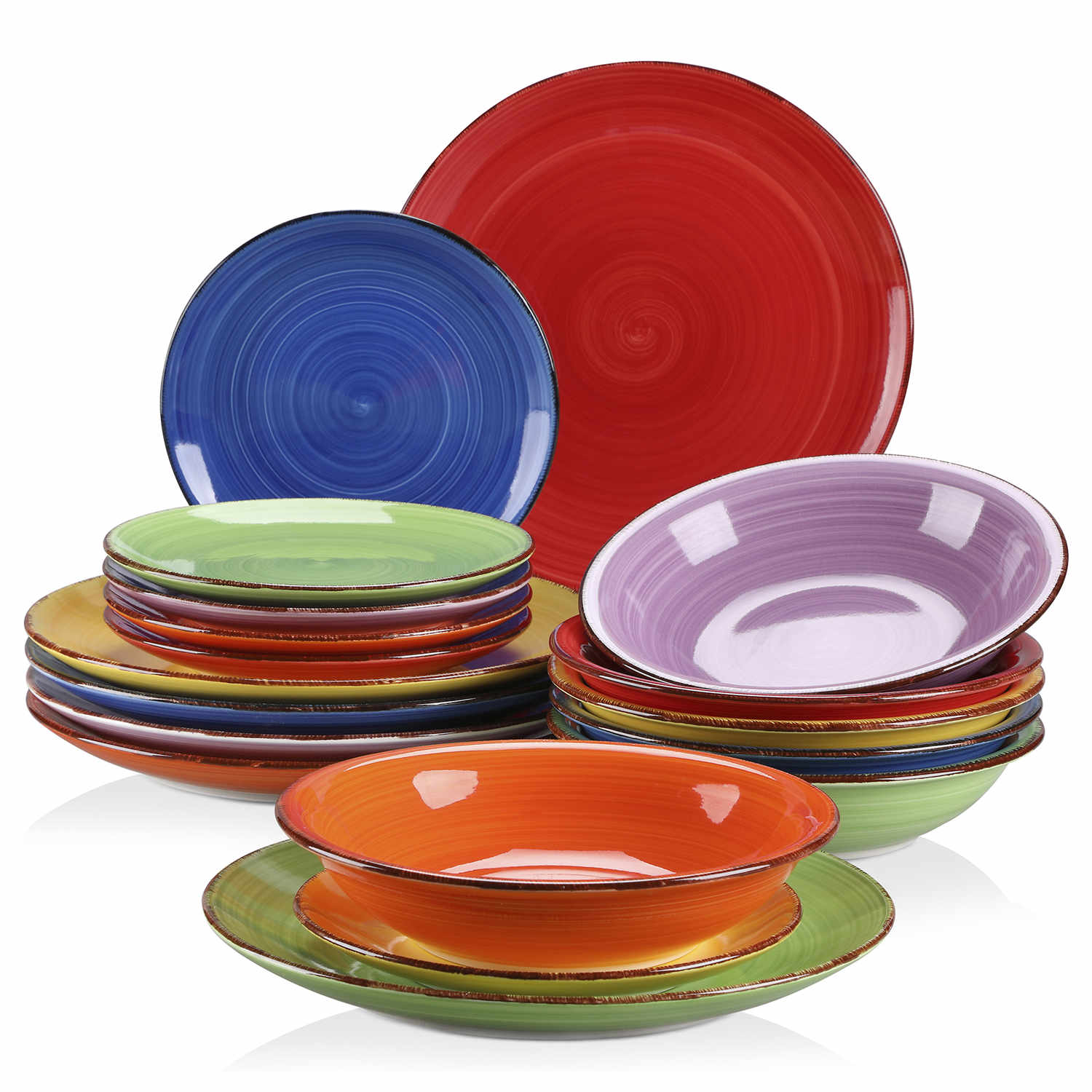 Glossy Spiral Dinnerware | 18 Piece Set | Handmade