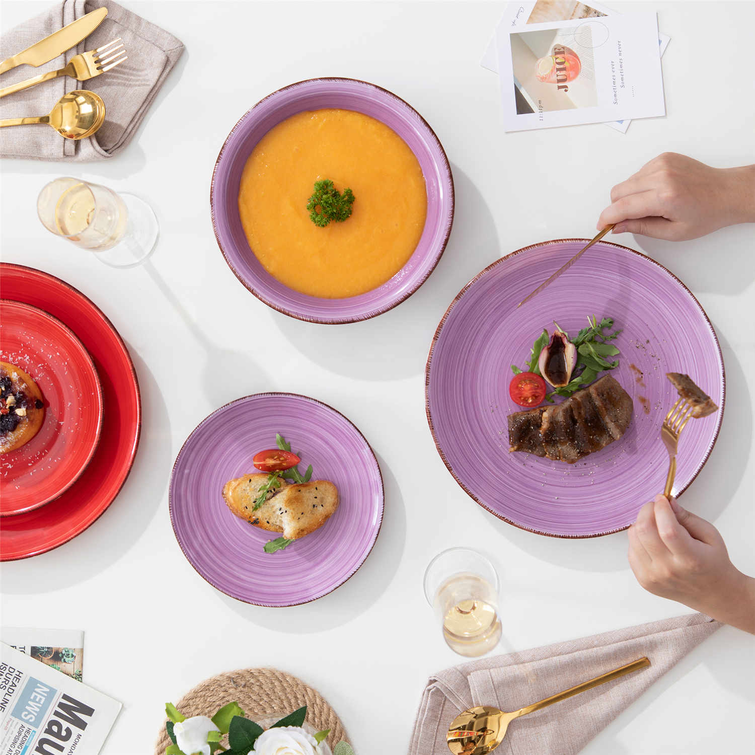 Glossy Spiral Dinnerware 18 Piece Set Handmade glossy-spiral-dinnerware-18-piece-set-handmade