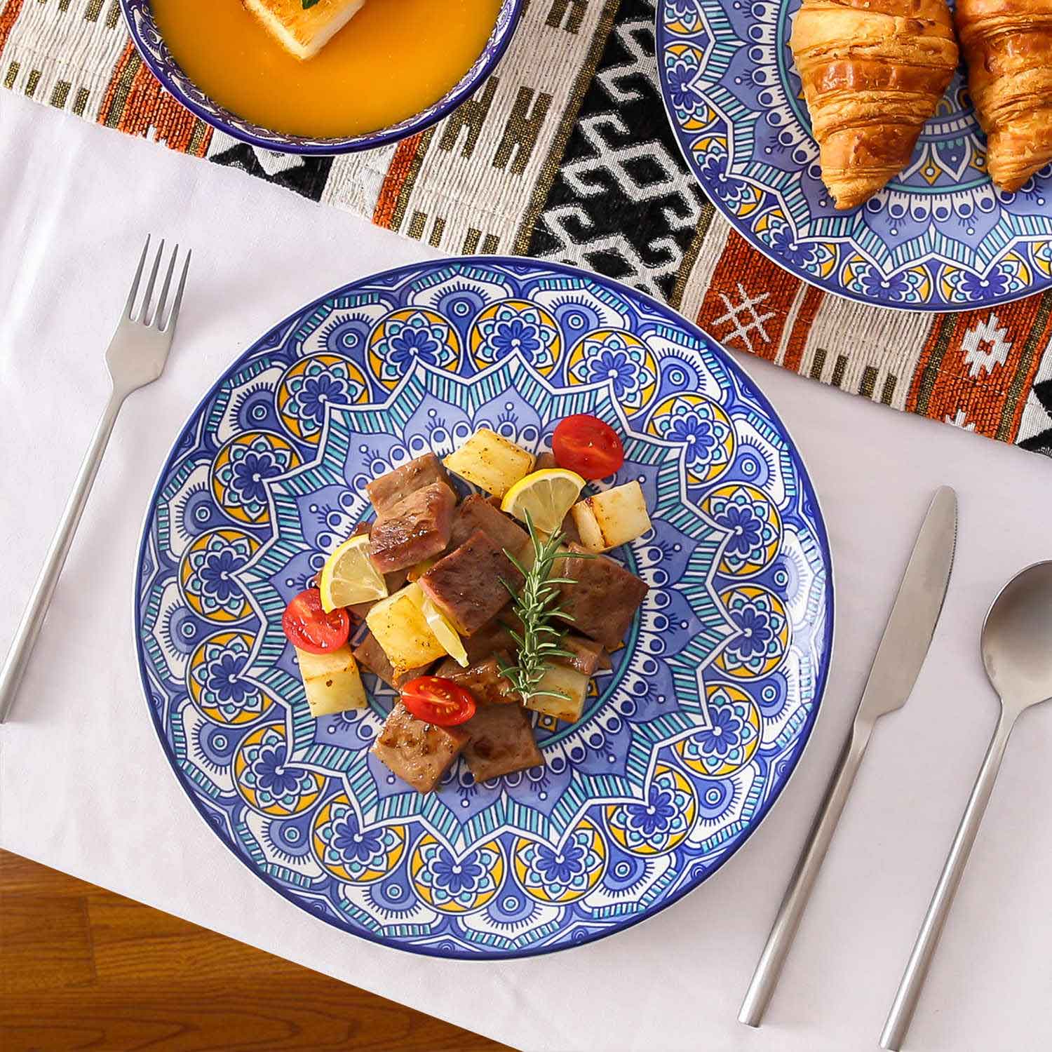 Mandala Dinnerware Set | Bohemian Flair | 16 Pieces