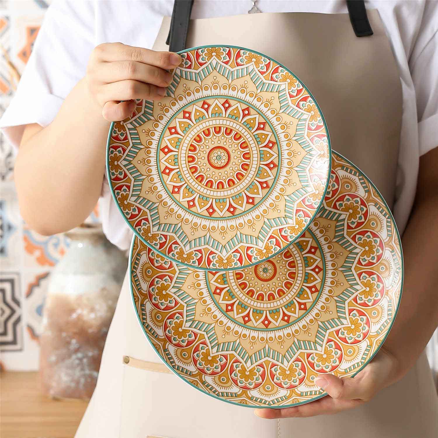 Mandala Dinnerware Set | Bohemian Flair | 16 Pieces