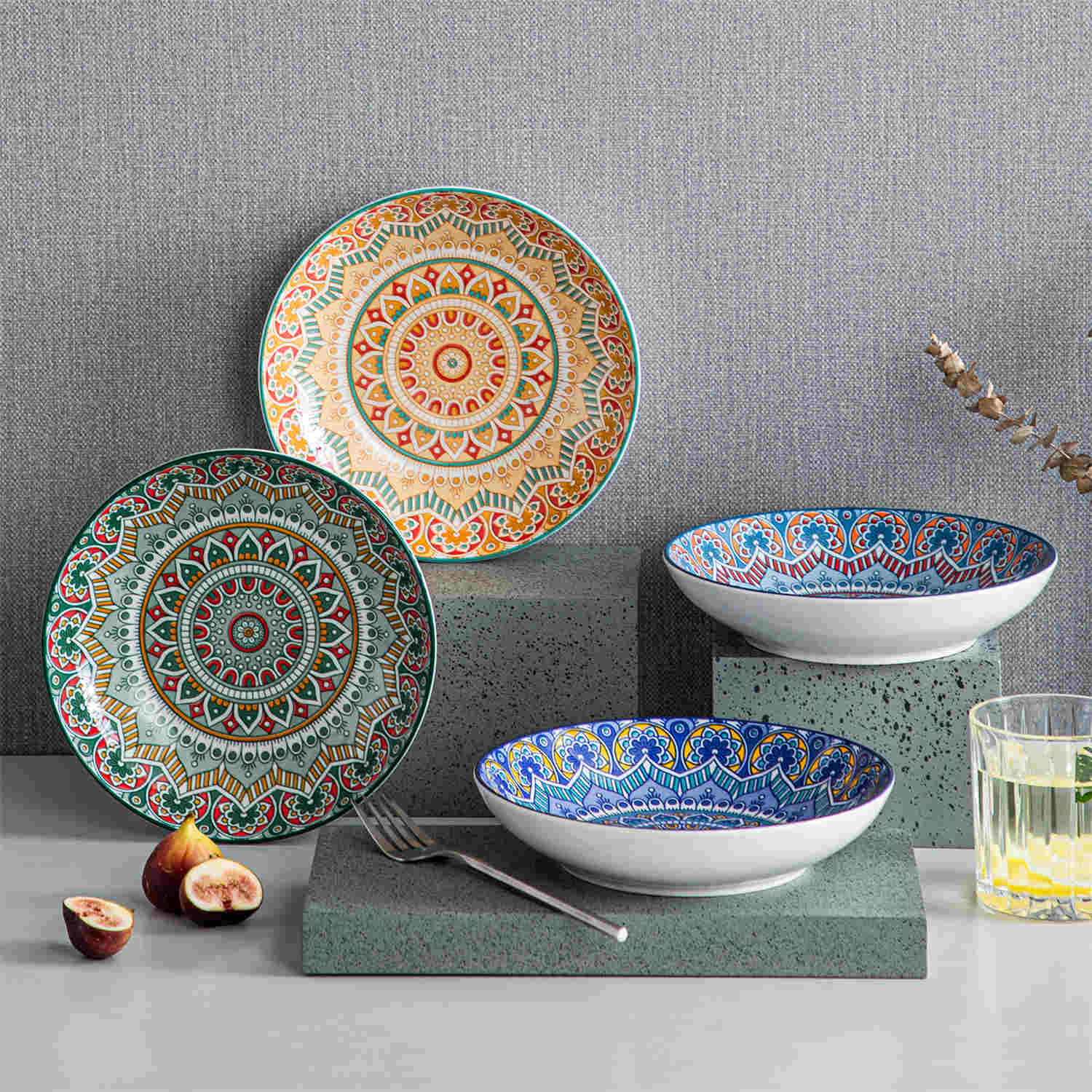 Porcelain Soup Plates | Mandala | Set of 4
