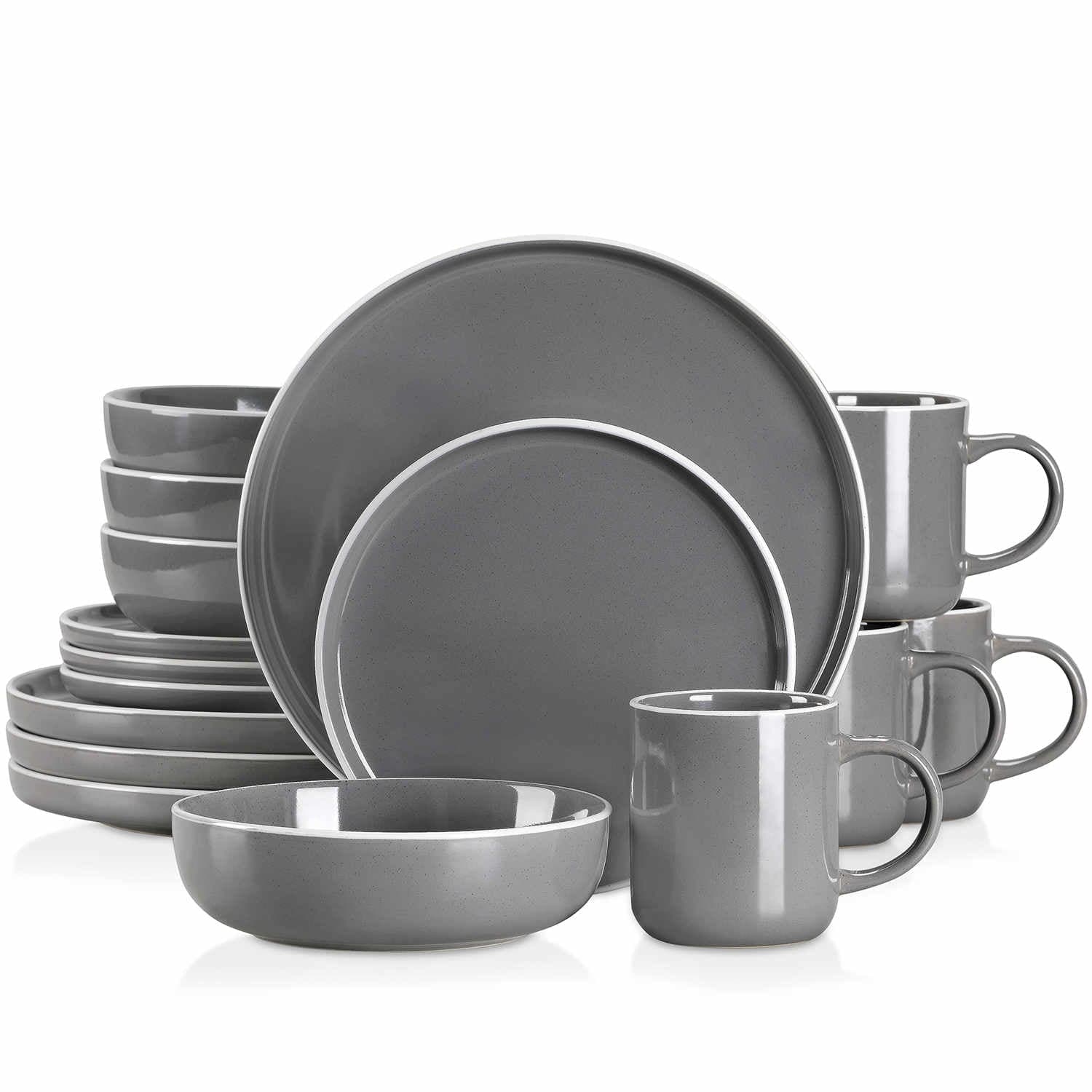 16 Piece Stoneware Dinnerware Set, Service for 4 (Set of 16) Vancasso Color: Gray