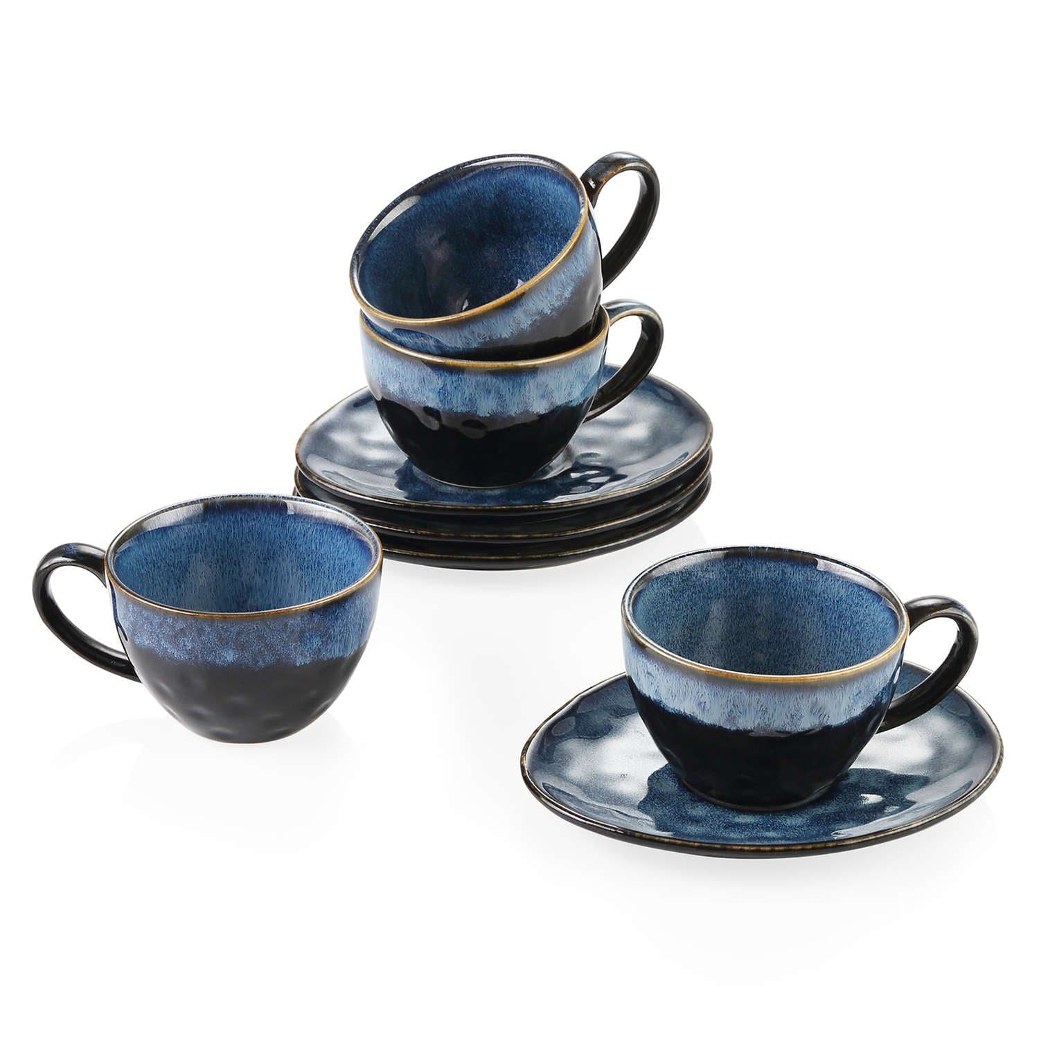 Starry Cups and Saucers Set of 4