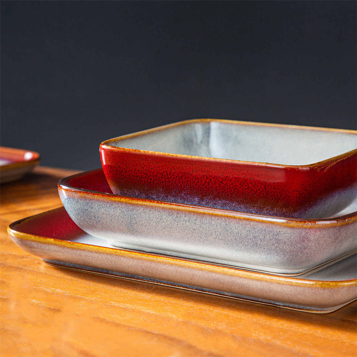 Square Tableware Rustic Charm Dinnerware | 16 Piece Stoneware Set