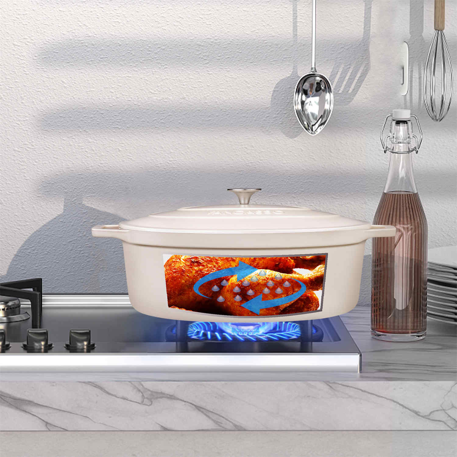 vancasso Non-Stick Cast Iron Oval Dutch Oven - On Sale - Bed Bath