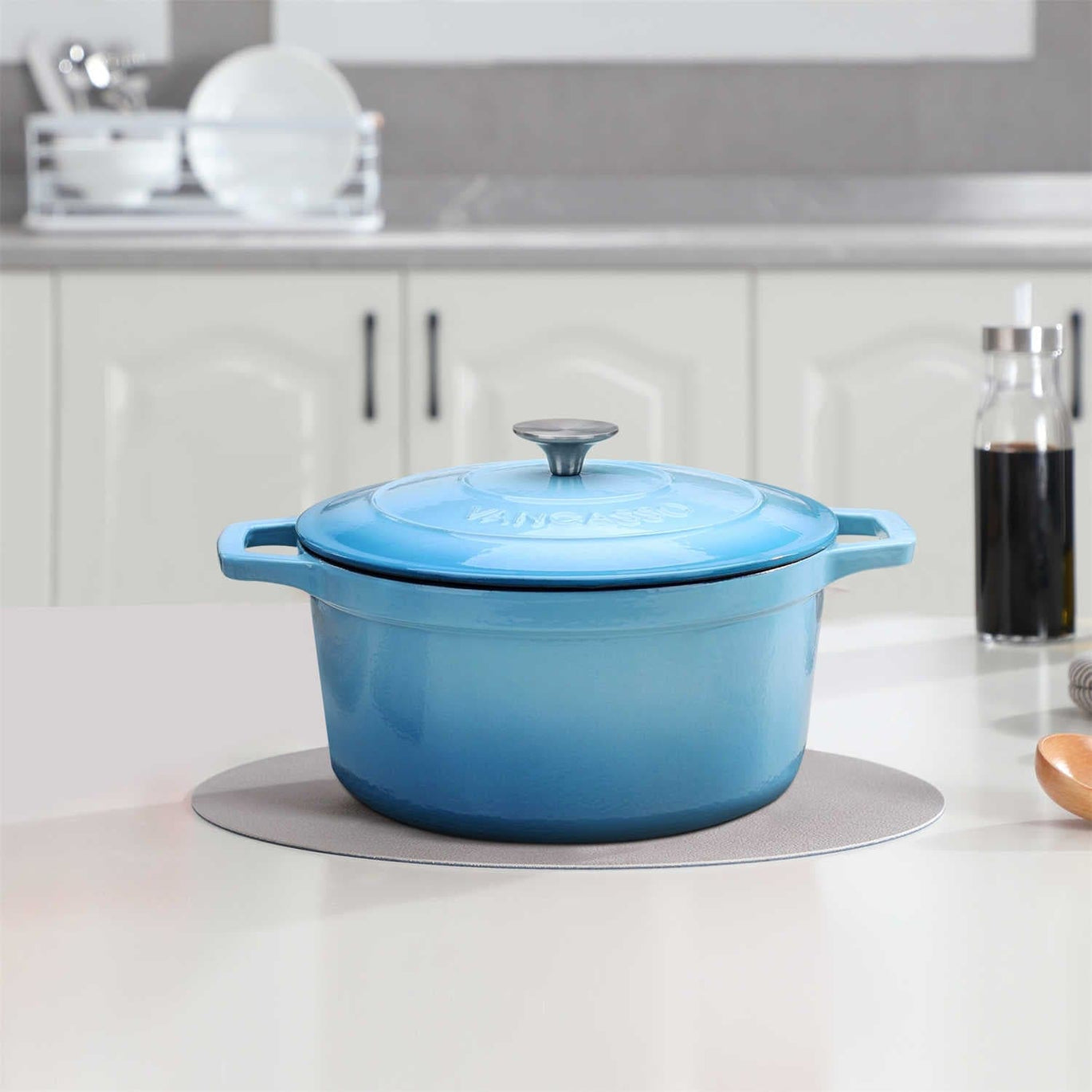 Cocotte en fonte émaillée de 6 litres avec couvercle - Grandes poignées